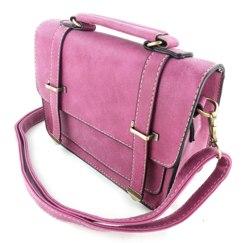 Purple small two-striped handbag